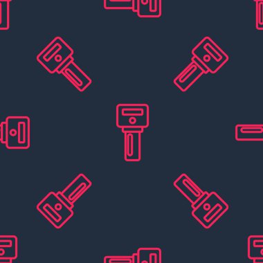 Uzaktan ikonlu kırmızı çizgili araba anahtarı siyah arka planda izole edilmiş pürüzsüz desen. Araba anahtarı ve alarm sistemi. Vektör