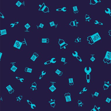 Hız limiti trafik işaretini 100 km, tren bileti, istasyon zili ve İngiliz anahtarı pürüzsüz desende ayarlayın. Vektör