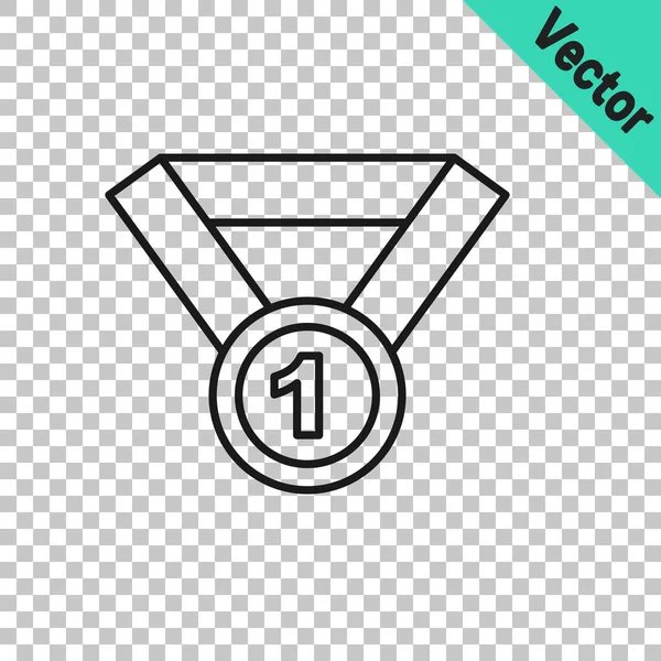 Значок медали "Черная линия" выделен на прозрачном фоне. Символ победителя. Вектор — стоковый вектор