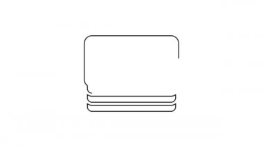 Siyah çizgi kağıt para yığını beyaz arka planda izole nakit ikonu. Para desteleri. Para birimi. 4K Video hareketli grafik canlandırması