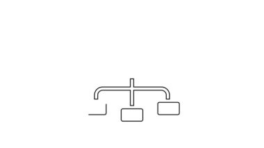Mali hiyerarşi ikonunun üzerindeki siyah çizgi dolar beyaz arka planda izole edildi. 4K Video hareketli grafik canlandırması