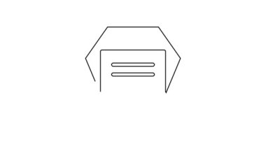 Siyah çizgi Zarf simgesi beyaz arkaplanda izole edildi. Mesaj konsepti alındı. Yeni, e-posta gelen mesaj, SMS. Posta servisi. 4K Video hareketli grafik canlandırması