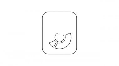 Beyaz arkaplanda izole edilmiş çerçeve simgesinde siyah çizgi CD disk ödülü. Modern tören. En çok satan. Müzik kupası. 4K Video hareketli grafik canlandırması