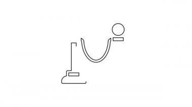 Siyah çizgi bariyer simgesi beyaz arkaplanda izole edildi. VIP etkinliği, lüks kutlama. Ünlüler partisi girişi. 4K Video hareketli grafik canlandırması