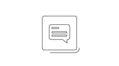 Beyaz arkaplanda izole edilmiş altyazı simgesi olan siyah çizgi videosu. 4K Video hareketli grafik canlandırması