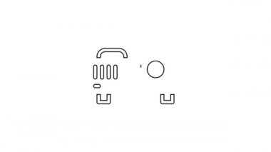 Siyah çizgi sunumu, film, film, medya projektör simgesi beyaz arkaplanda izole edildi. 4K Video hareketli grafik canlandırması