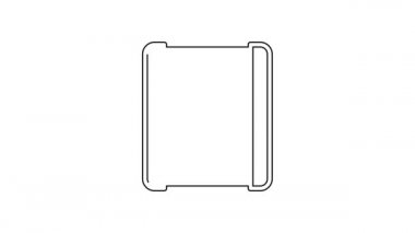 Beyaz arkaplanda siyah çizgi Oynat Video simgesi izole edildi. Film şeridi tabelası. 4K Video hareketli grafik canlandırması