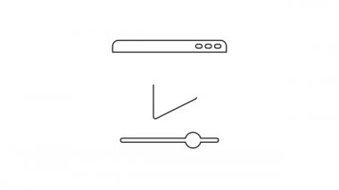 Siyah çizgi çevrimiçi video simgesi beyaz arkaplanda izole edildi. Oyun işaretli film şeridi. 4K Video hareketli grafik canlandırması