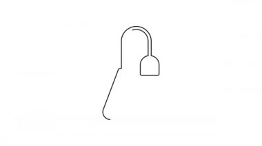 Siyah çizgi çay poşeti simgesi beyaz arkaplanda izole edildi. 4K Video hareketli grafik canlandırması