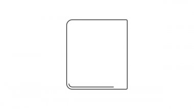 Siyah çizgi kahve kitabı ikonu beyaz arkaplanda izole edilmiş. 4K Video hareketli grafik canlandırması