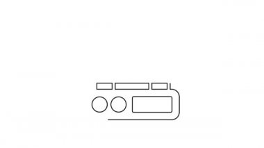 Beyaz arka planda siyah çizgi Elektronik kahve ölçekli ikon izole edildi. Ağırlık ölçüm aletleri. 4K Video hareketli grafik canlandırması