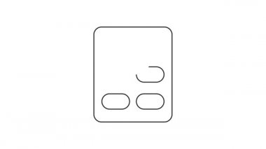 Siyah çizgili haplar beyaz arka planda izole edilmiş. İlaç paketi. Tablet, vitamin, antibiyotik, aspirin. 4K Video hareketli grafik canlandırması