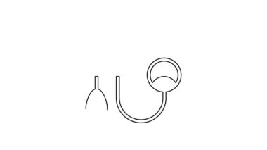 Beyaz arka planda siyah çizgi tansiyon ikonu izole edildi. 4K Video hareketli grafik canlandırması