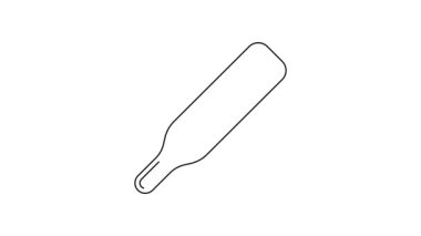 Tıbbi inceleme için siyah çizgi termometresi beyaz arka planda izole edilmiş. 4K Video hareketli grafik canlandırması