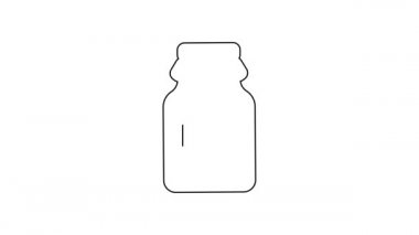 Beyaz arkaplanda siyah çizgi bal ikonu var. Yiyecek bankası. Tatlı doğal gıda sembolü. 4K Video hareketli grafik canlandırması