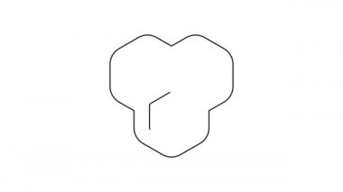 Beyaz arkaplanda siyah çizgi bal peteği simgesi izole edildi. Bal hücrelerinin sembolü. Tatlı doğal yemek. 4K Video hareketli grafik canlandırması