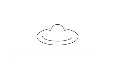 Siyah çizgili balıkçılık beyaz arka planda izole edilmiş su ikonu içinde yüzer. Balık oltası. 4K Video hareketli grafik canlandırması