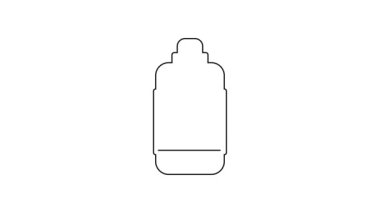 Siyah çizgi, beyaz arka planda izole edilmiş sıvı antibakteriyel sabun. Antiseptik. Dezenfeksiyon, hijyen, cilt bakımı. 4K Video hareketli grafik canlandırması