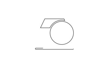 Siyah çizgi ev temizlik hizmeti konsepti simgesi beyaz arkaplanda izole edildi. Bina ve ev. 4K Video hareketli grafik canlandırması