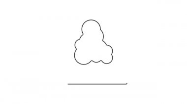 Beyaz arkaplanda siyah çizgi meyve ağacı simgesi izole edildi. Tarım fabrikası. Organik tarım ürünü. Meyve bahçesi. Bahçe teması. 4K Video hareketli grafik canlandırması