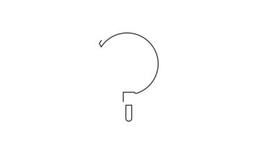 Siyah çizgi simgesi beyaz arkaplanda izole edildi. Kanca işaretini topluyorum. 4K Video hareketli grafik canlandırması