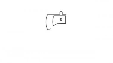 Siyah çizgi tahta balta simgesi beyaz arkaplanda izole edildi. Oduncu baltası. 4K Video hareketli grafik canlandırması