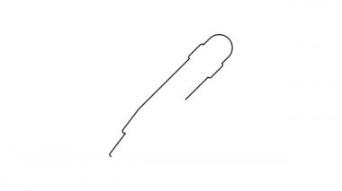 Beyaz arkaplanda silgi simgesine sahip siyah çizgi kalem. Çizim ve eğitim araçları. Okul sembolü. 4K Video hareketli grafik canlandırması