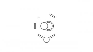 Siyah çizgi Molekül simgesi beyaz arkaplanda izole edildi. Kimya moleküllerinin yapısı, fen öğretmenlerinin yenilikçi eğitim posteri. 4K Video hareketli grafik canlandırması