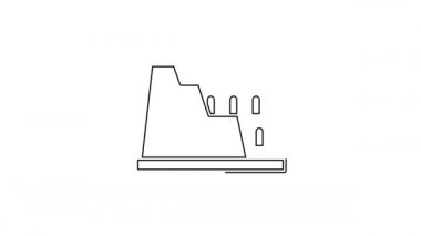 Roma 'daki siyah çizgi Coliseum, İtalya ikonu beyaz arka planda izole edildi. Kolezyum işareti. Antik Roma 'nın sembolü, gladyatör dövüşleri. 4K Video hareketli grafik canlandırması