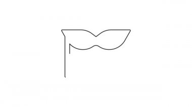 Siyah çizgi karnaval maskesi simgesi beyaz arkaplanda izole edildi. Maskeli balo maskesi. 4K Video hareketli grafik canlandırması