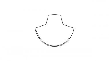 Manken ikonundaki siyah çizgi gerdanlığı beyaz arkaplanda izole edilmiş. 4K Video hareketli grafik canlandırması