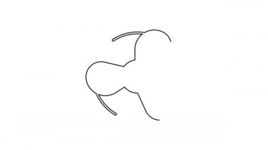 Siyah çizgi tekne pervanesi, türbin simgesi beyaz arkaplanda izole edilmiş. 4K Video hareketli grafik canlandırması