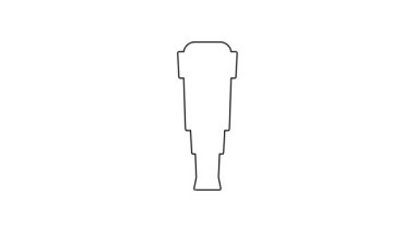 Siyah çizgi Spyglass teleskop mercek simgesi beyaz arkaplanda izole edildi. Denizci dürbünü. 4K Video hareketli grafik canlandırması