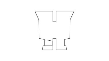 Beyaz arkaplanda siyah çizgi dürbün simgesi izole edildi. Yazılım işareti bul. Casus ekipman sembolü. 4K Video hareketli grafik canlandırması