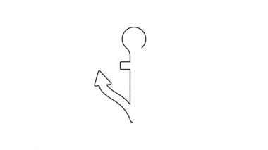 Siyah çizgi dayanak noktası simgesi beyaz arkaplanda izole edildi. 4K Video hareketli grafik canlandırması