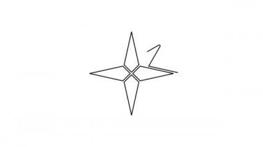 Beyaz zemin üzerinde siyah çizgi rüzgar gül ikonu izole. Seyahat için pusula simgesi. Navigasyon tasarımı. 4K Video hareketli grafik canlandırması