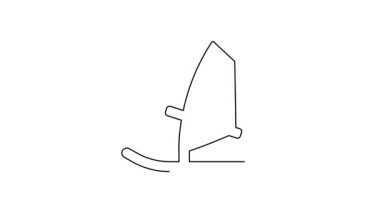 Siyah çizgi Windsurfing simgesi beyaz arkaplanda izole edildi. 4K Video hareketli grafik canlandırması