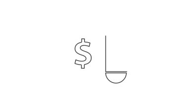 Siyah çizgi kağıt kontrolü ve mali kontrol simgesi beyaz arka planda izole edildi. Kağıt baskı çeki, makbuz ya da fatura. 4K Video hareketli grafik canlandırması