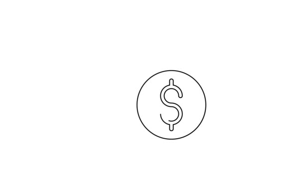 黑线齿轮与美元符号图标隔离在白色背景.商业和金融概念图标。4K视频运动图形动画 — 图库视频影像