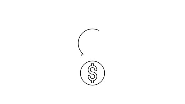 Línea negra Bombilla con símbolo de dólar aislado sobre fondo blanco. Dinero haciendo ideas. Concepto de innovación Fintech. Animación gráfica de vídeo 4K — Vídeo de stock
