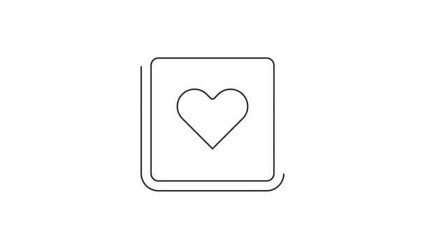 Černá čára Jako ikona srdce izolované na bílém pozadí. Ikona oznámení čítače Následuje Insta. Grafická animace pohybu videa 4K — Stock video