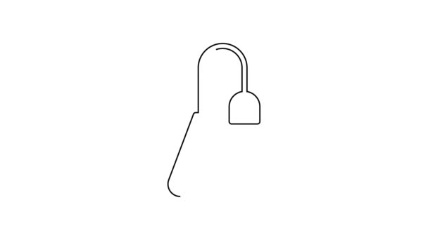 Černá čára Čajový sáček ikona izolované na bílém pozadí. Grafická animace pohybu videa 4K — Stock video