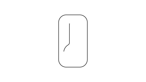 Línea negra Icono del termómetro de café aislado sobre fondo blanco. Animación gráfica de vídeo 4K — Vídeos de Stock