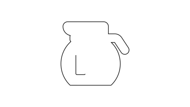 Linha preta ícone pote de café isolado no fundo branco. Animação gráfica em movimento de vídeo 4K — Vídeo de Stock