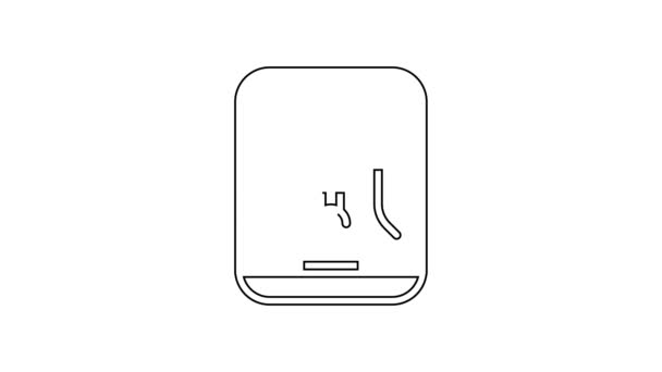 Svart linje Kaffemaskin ikon isolerad på vit bakgrund. 4K Video motion grafisk animation — Stockvideo