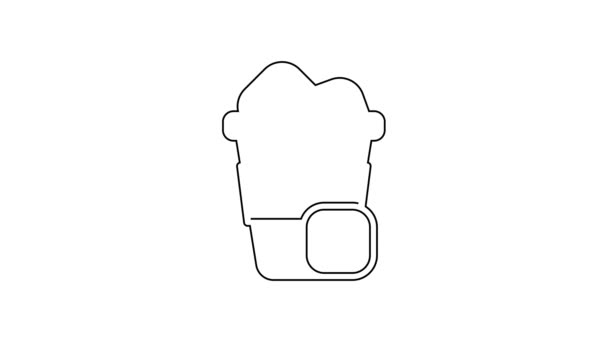Černá čára Ice káva ikona izolované na bílém pozadí. Grafická animace pohybu videa 4K — Stock video