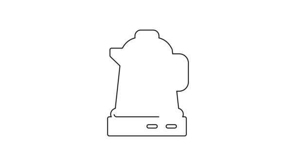 黑线电水壶图标隔离在白色背景.茶壶图标。4K视频运动图形动画 — 图库视频影像
