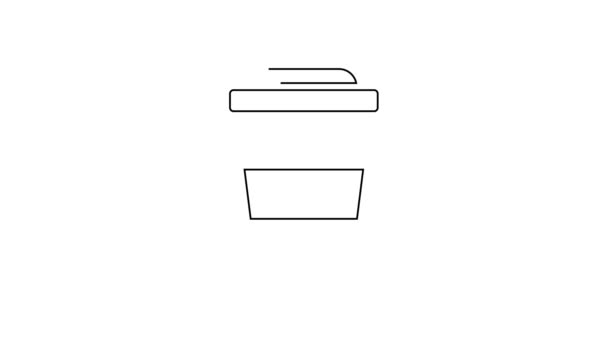 Черная линия Кофейная чашка идти значок изолирован на белом фоне. Видеографическая анимация 4K — стоковое видео