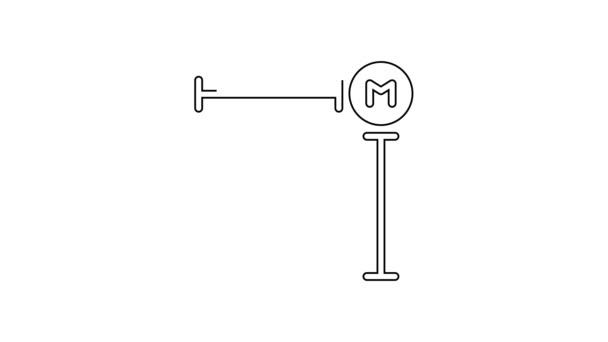 Icono de medición de caja de cartón de línea negra aislado sobre fondo blanco. Caja, paquete, signo de paquete. Entrega y embalaje. Animación gráfica de vídeo 4K — Vídeos de Stock