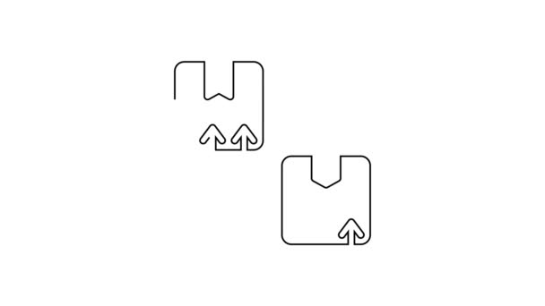 Linea nera Scatola di cartone con icona simbolo del traffico isolato su sfondo bianco. Scatola, pacco, cartello del pacco. Consegna, trasporto e spedizione. Animazione grafica 4K Video motion — Video Stock